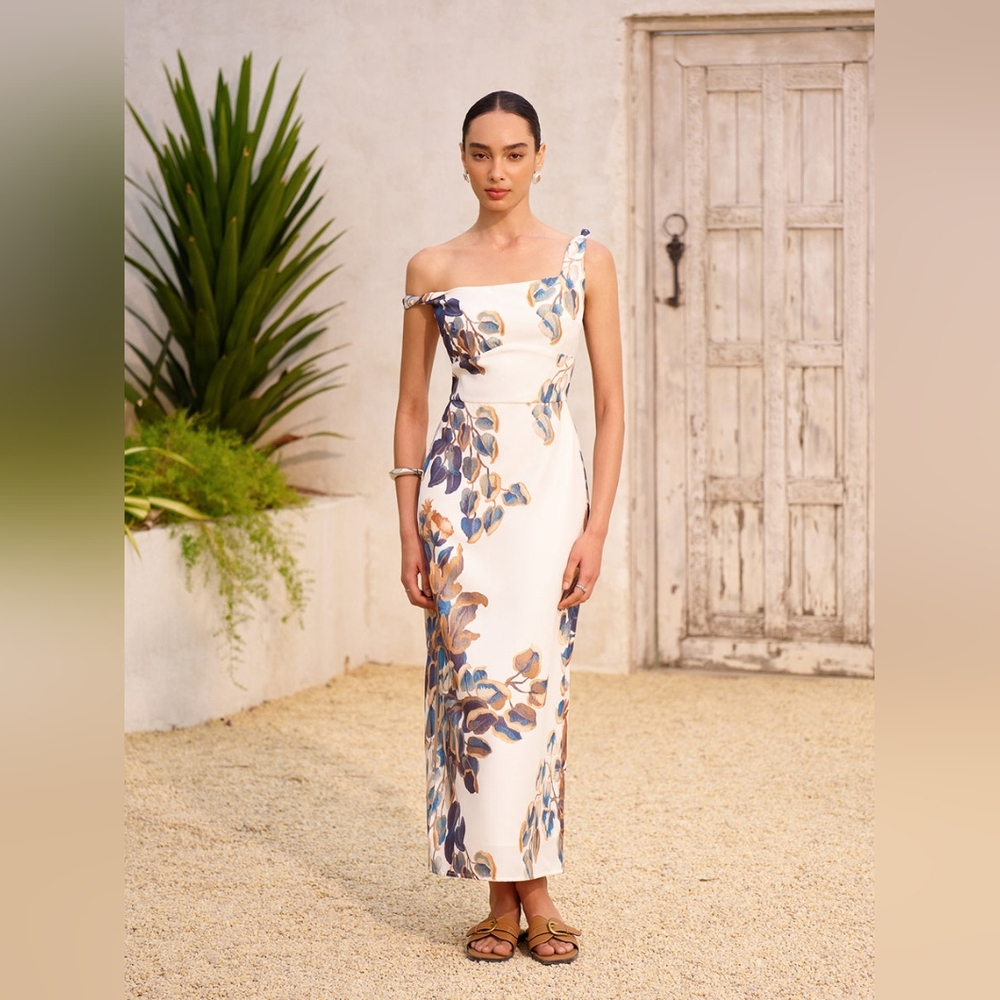 Commense One Shoulder Asymetrical Floral Dress